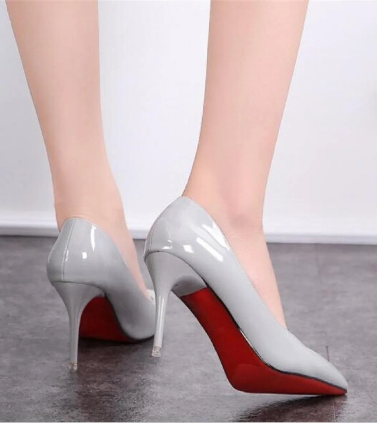 Taglie forti 34 40 Scarpe da donna calde Décolleté con punta a punta Abito in pelle verniciata Tacchi alti Scarpe da barca Scarp