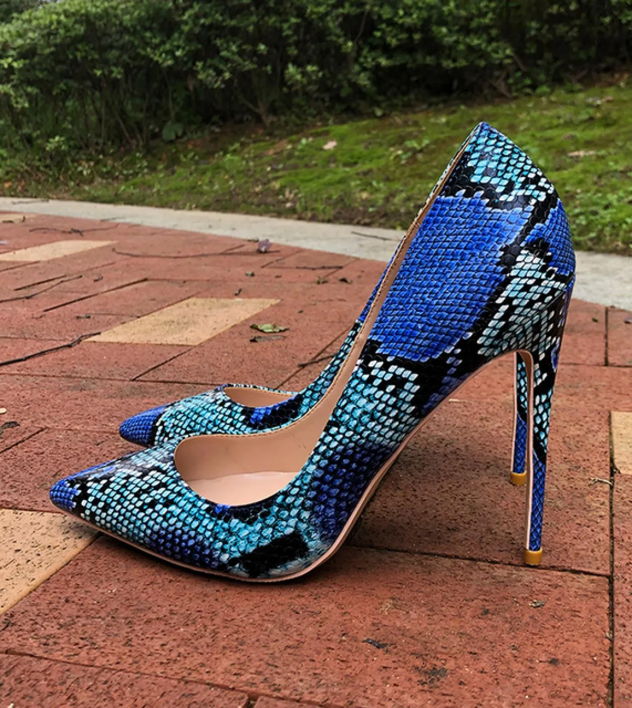 Tikicup Blue Python Pattern Donna Scarpe con tacco estremamente alto Donna Chic Décolleté con punta a punta Décolleté Taglia pic