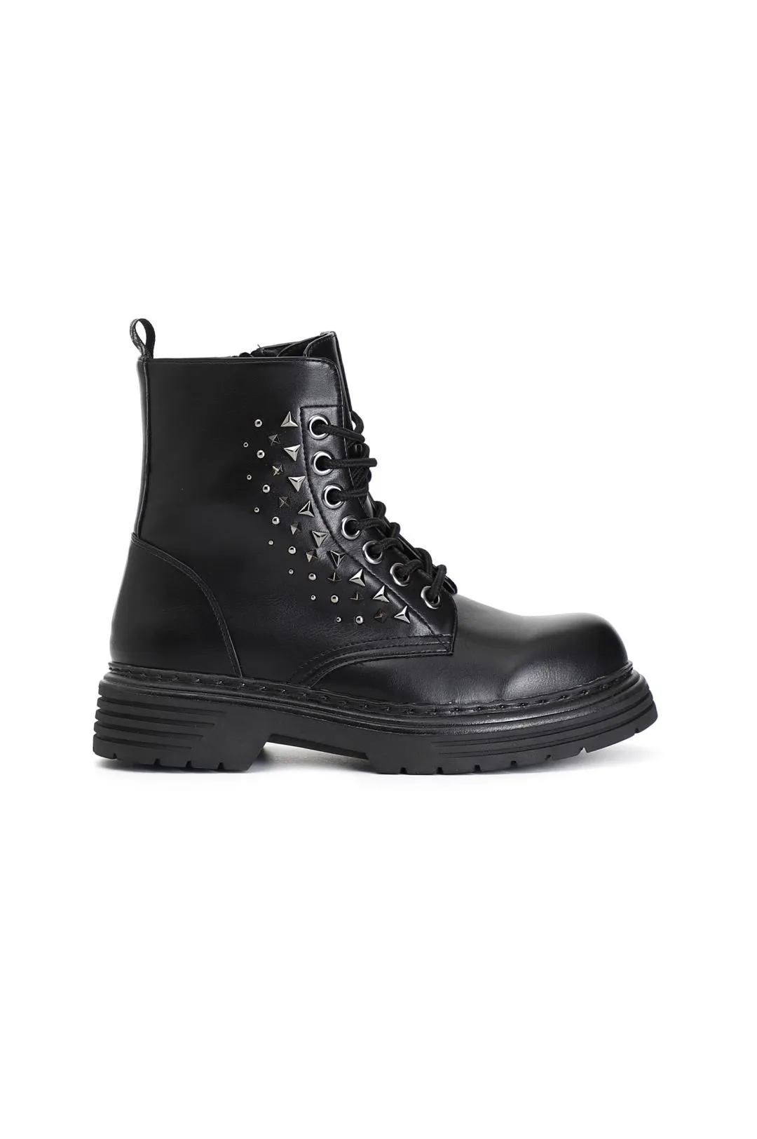 tronchetto donna allacciato in similpelle nero