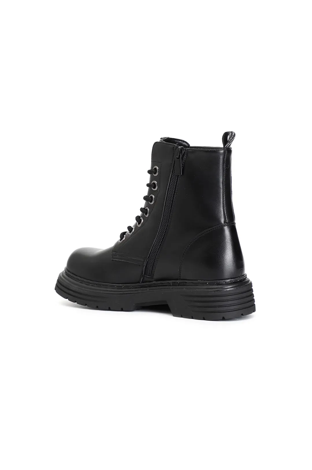 tronchetto donna allacciato in similpelle nero