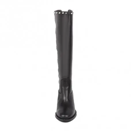 VIA ROMA 15 STIVALE ALTO MALIBU IN PELLE CON BORCHIE DONNA NERO