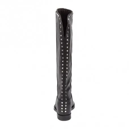 VIA ROMA 15 STIVALE ALTO MALIBU IN PELLE CON BORCHIE DONNA NERO