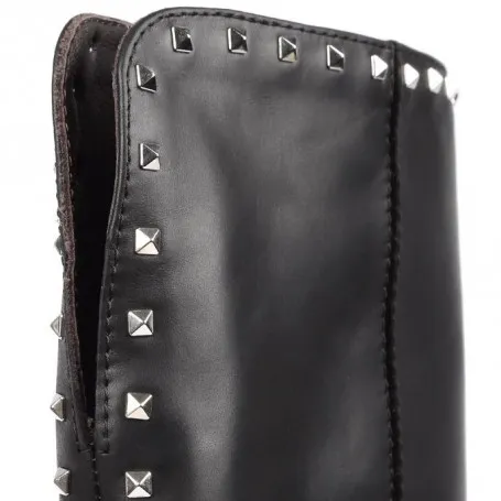 VIA ROMA 15 STIVALE ALTO MALIBU IN PELLE CON BORCHIE DONNA NERO